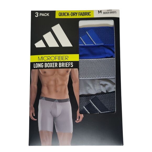 ADIDAS 3 PACK PERFORMANCE MICROFIBER QUICK DRY LONG BOXER BRIEFS SEE SIZES - Picture 4 of 8